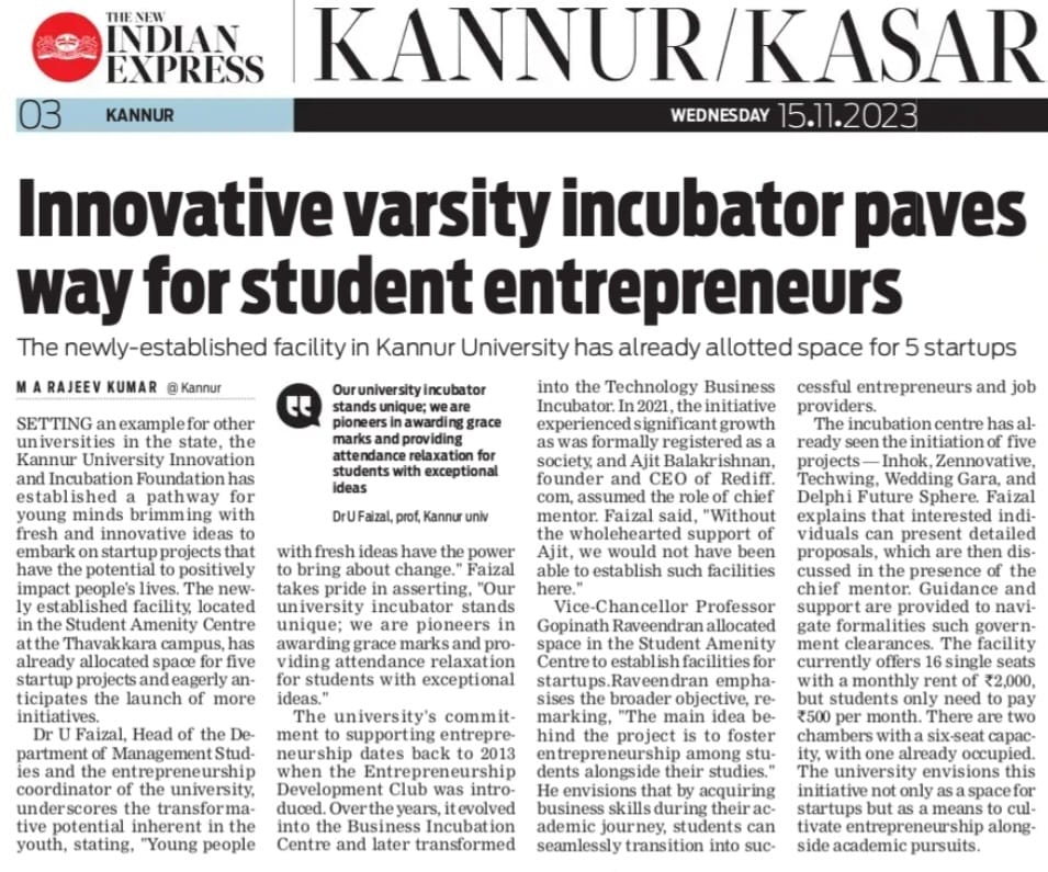 Innovation&Incubation foundation IndianExpress